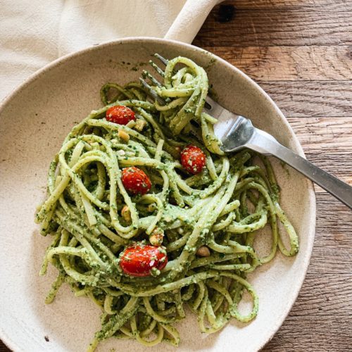 vegan rocket pesto pasta