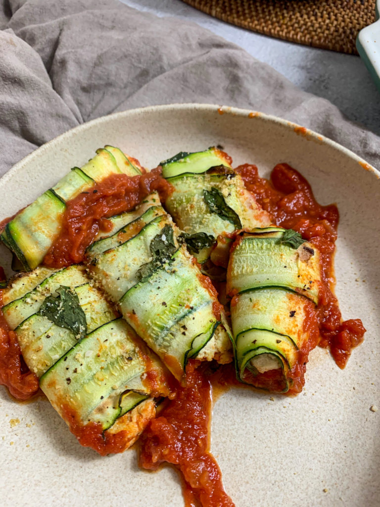 Vegan Stuffed Courgette Rolls with tofu  ricotta
