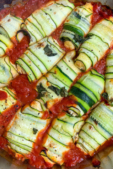 vegan courgette rolls stuffed with ricotta