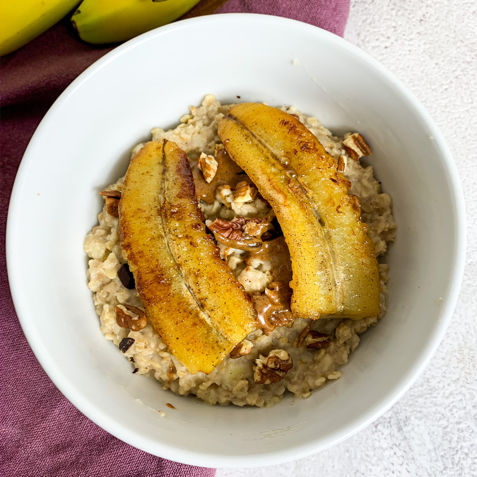 Caramelised banana porridge -easy vegan recipes for beginners 