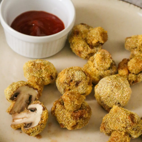 polenta coated mushrooms