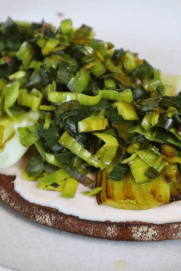 Bean Hummus And Roasted Leeks On Toast