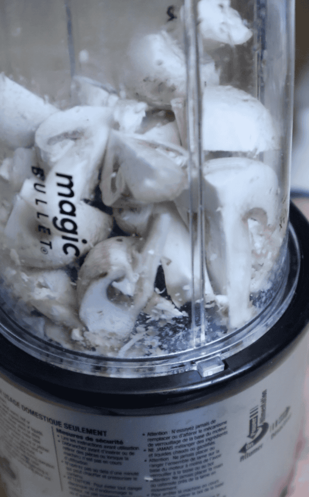 mushrooms being blended
