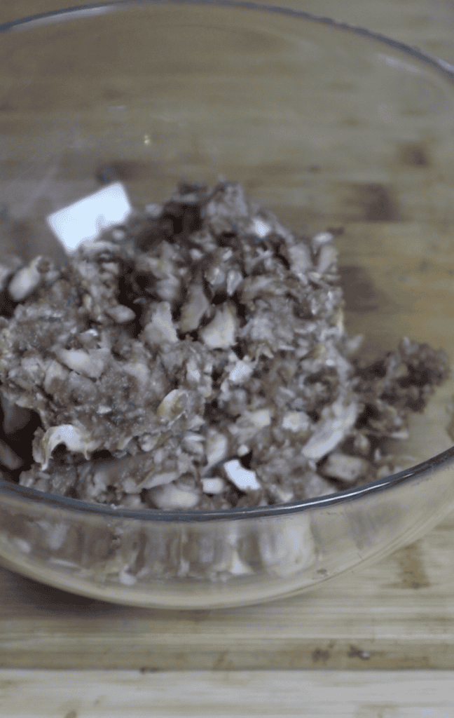 blended mushrooms in a bowl
