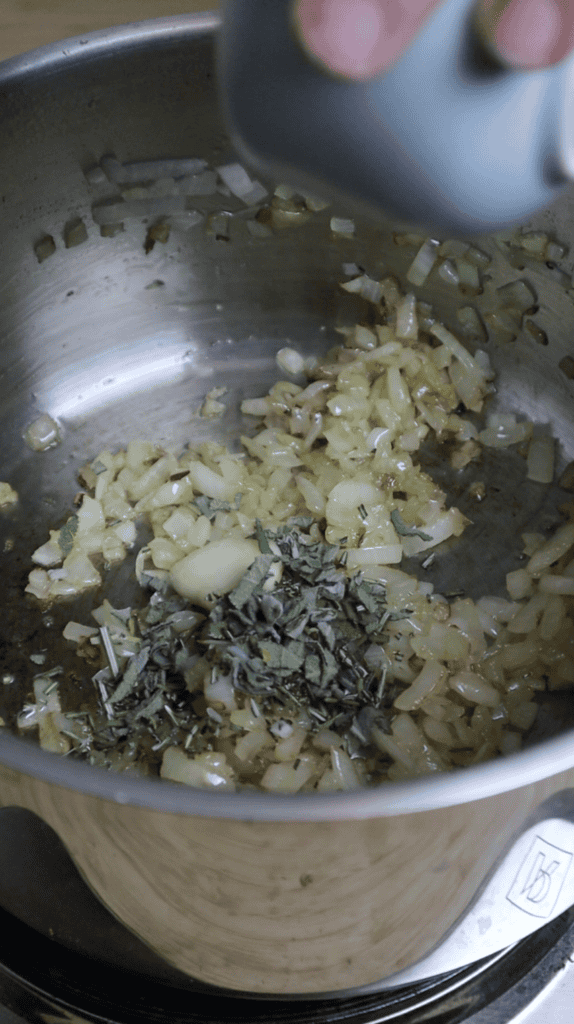 aromatics added to onion and garlic