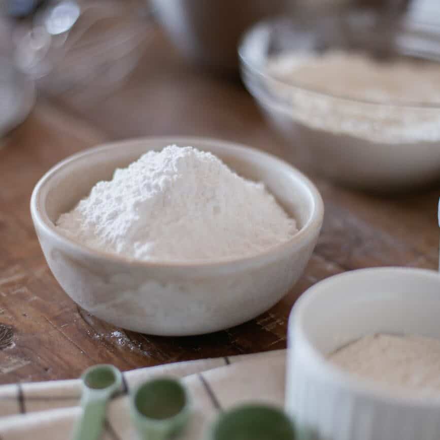 white powder in white ceramic bowl