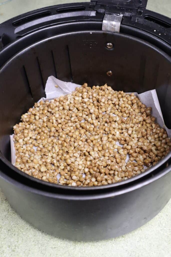 lentils in airfryer tray