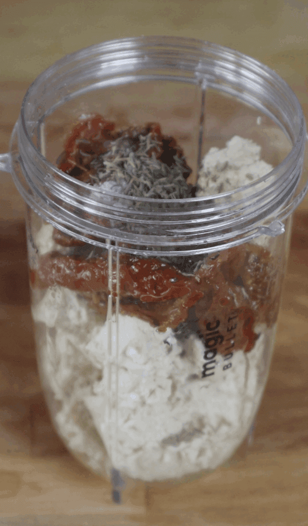 tofu, sundried tomatoes, thyme, salt in a blender