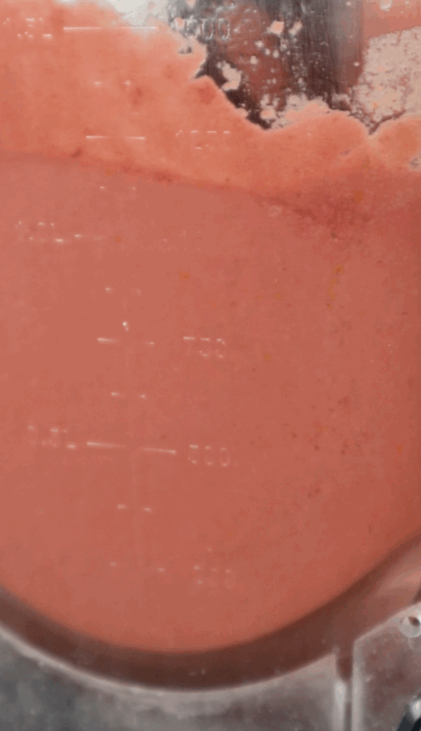 beetroot gazpacho being blended