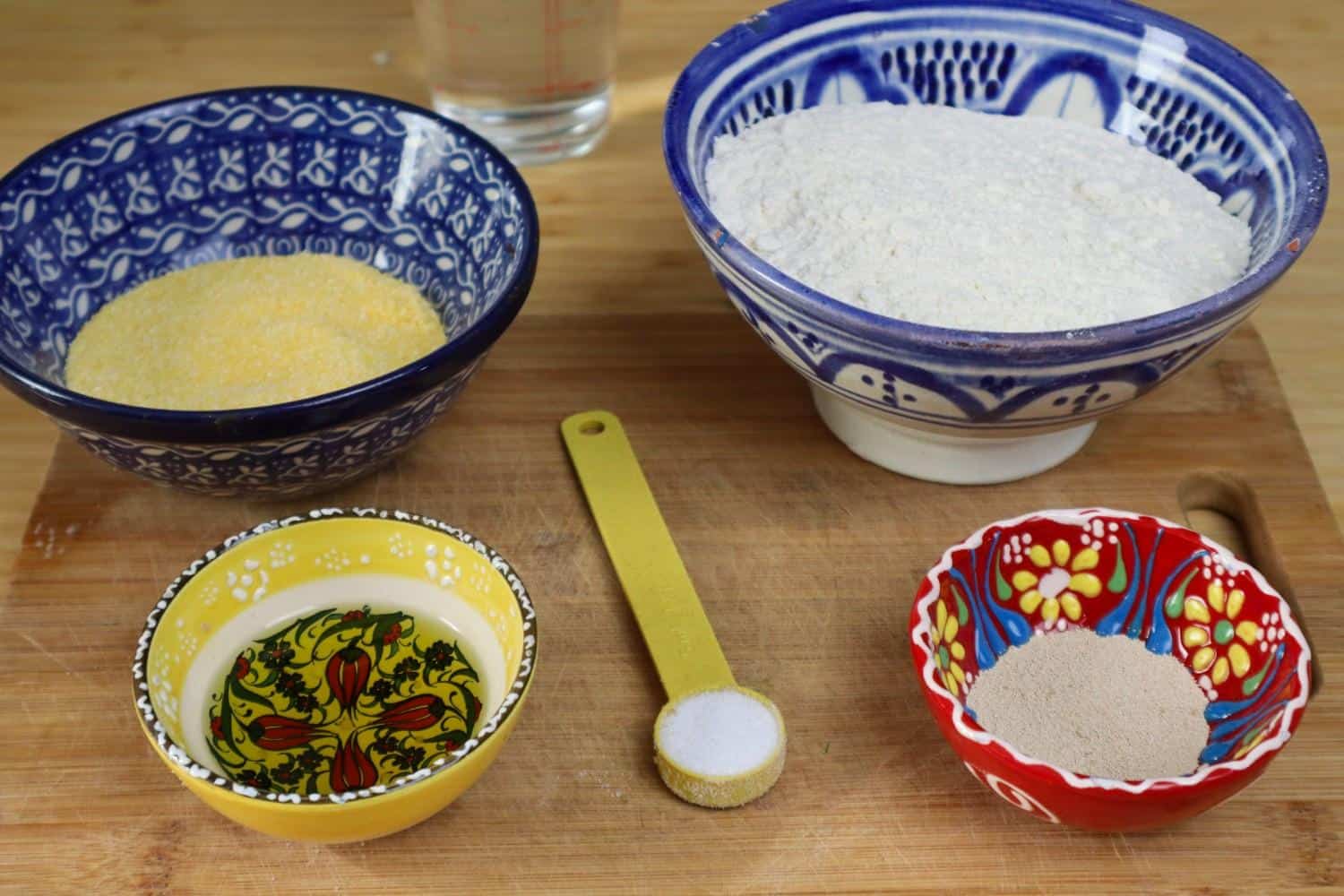 Cornmeal Pizza Dough Ingredients Displayed