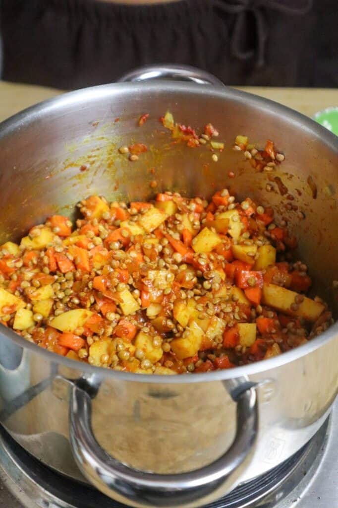 lentils, carrots, otatoes
