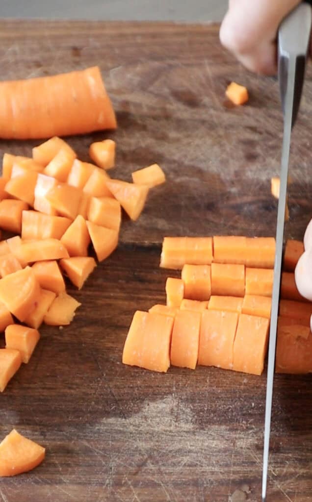 carrot being chopped