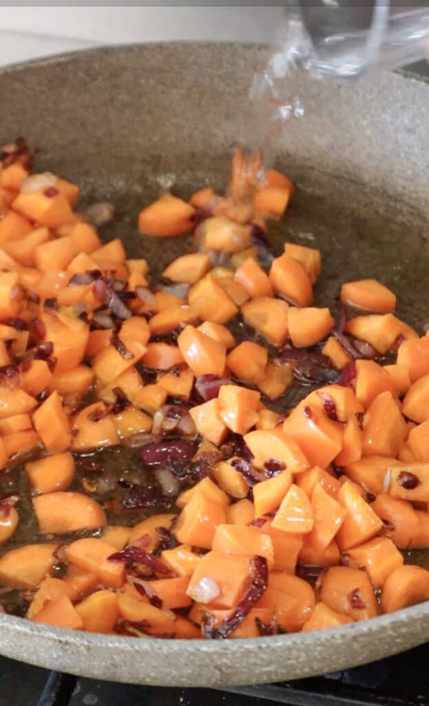 carrots cooking with water