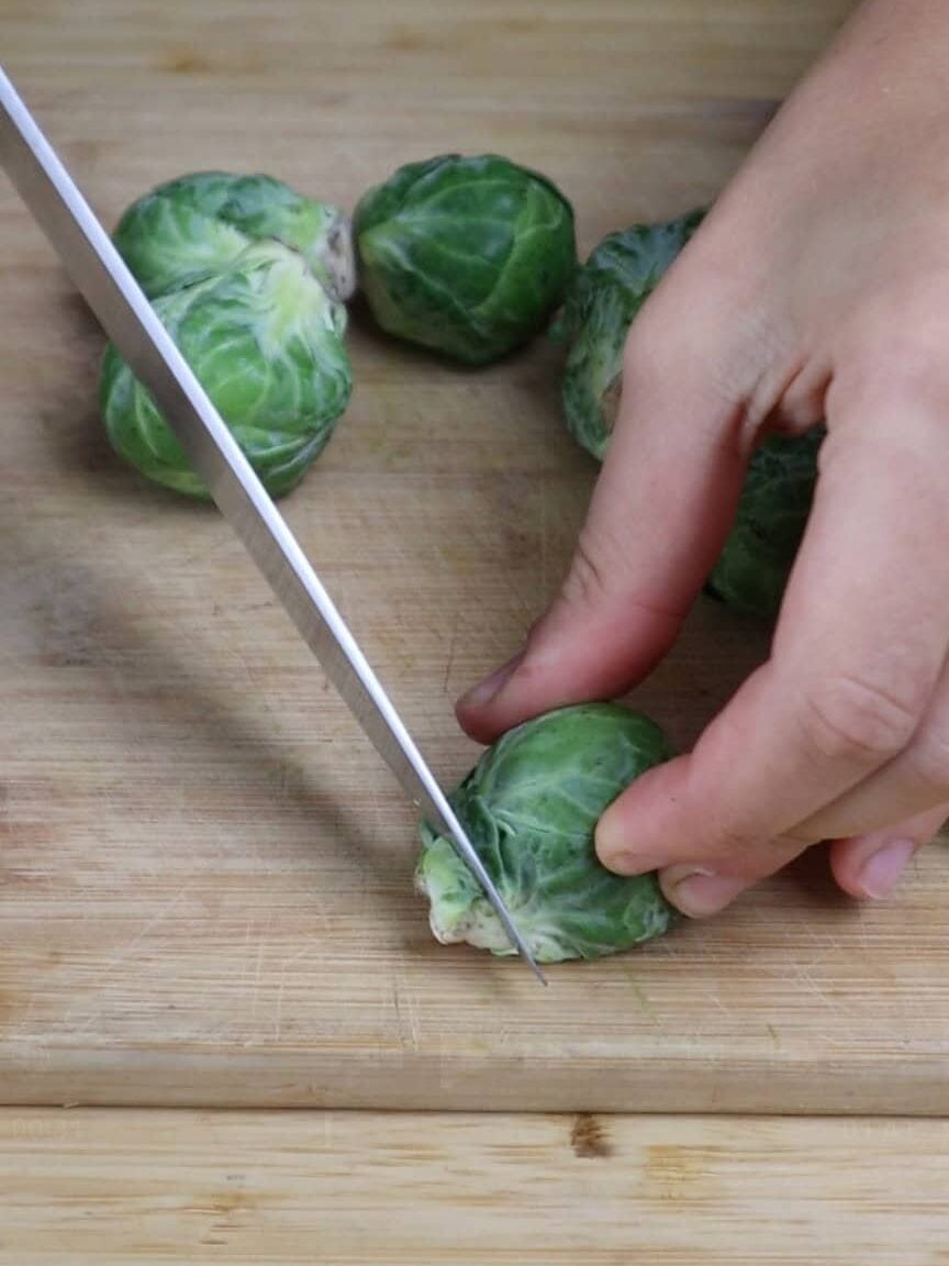 cleaning brussel sprouts