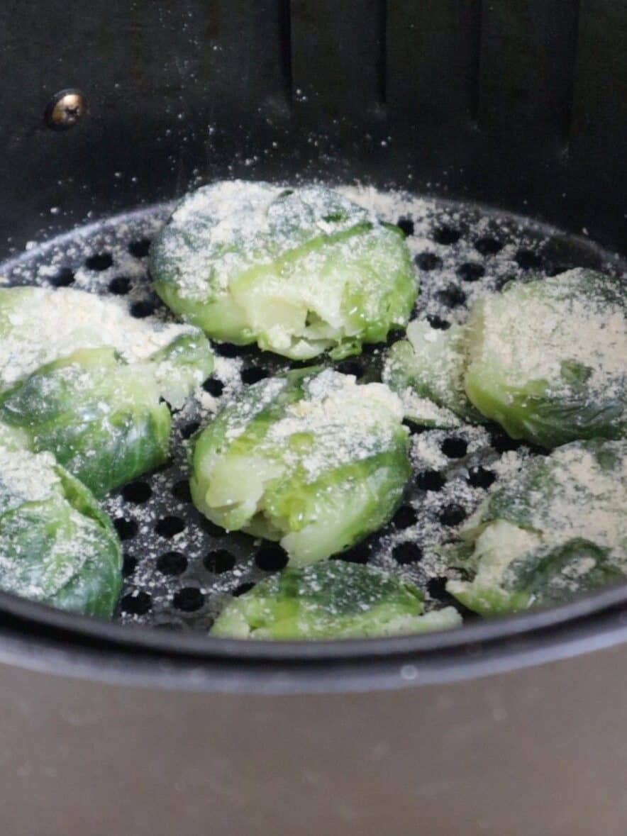brussel sprouts in air fryer with seasoned