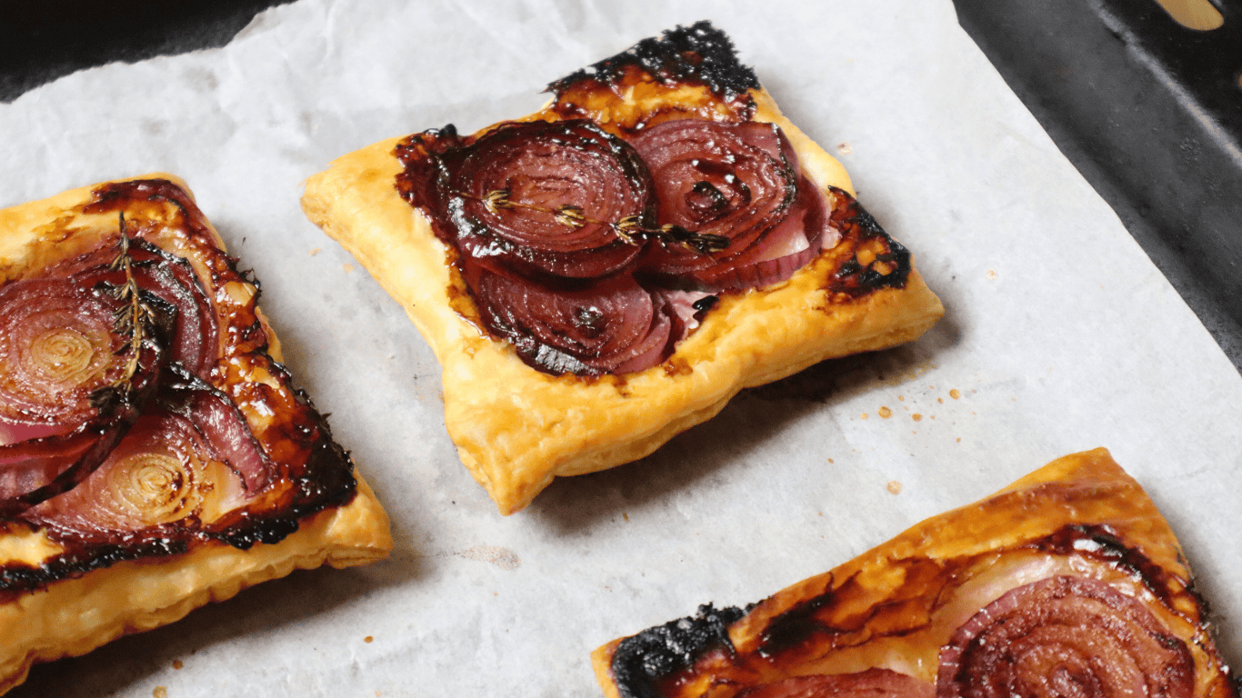 Upside Down Puff Pastry Tarts - With Onion